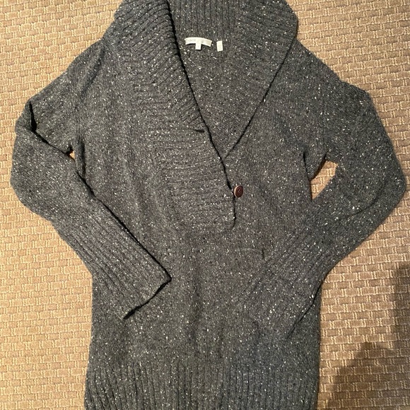 100% cashmere charcoal grey sweater with shawl collar and pouch pocket - Picture 3 of 6